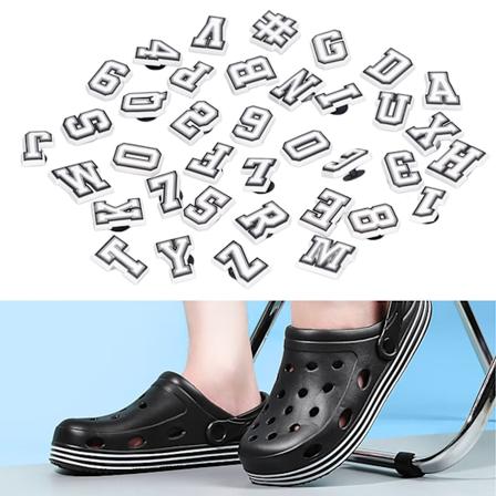 37 stk. bogstavsskocharms talmønster PVC dejlige skocharmsdekoration tilbehør hvid