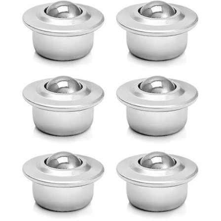 Transportbåndsleje, Holdbar 16mm Kuglelejeenhed, Kuglehjul, Rustfrit Stål, Universal Base, 6 stk.