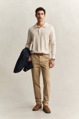 GANT - Klassiske chinos i slim fit til herre dark khaki