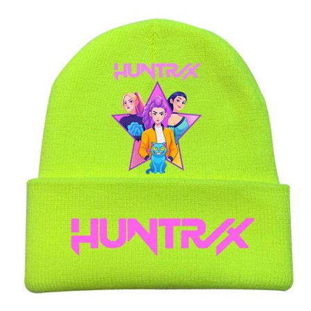 KPOP DEMON HUNTER omgivende strikket hue krøllet uldhue trykt beanie udendørs kold hue voksen Fluorescerende Gul-6 Fluorescent Yellow-6