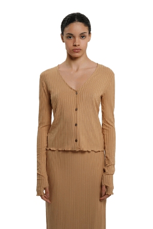 Residus Olive Cardi - Camel T-shirts & toppar Dam Beige M