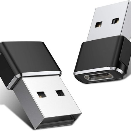 USB C-hona till USB-hane adapter 2-pack Typ A laddningskabel svart