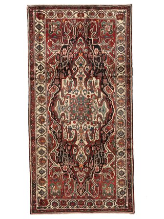 Bachtiar Teppich 161X320 Schwarz/Dunkelrot Wolle, Persien