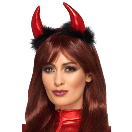 Djävulshorn Metallic-röd Diadem - Partyninja.se