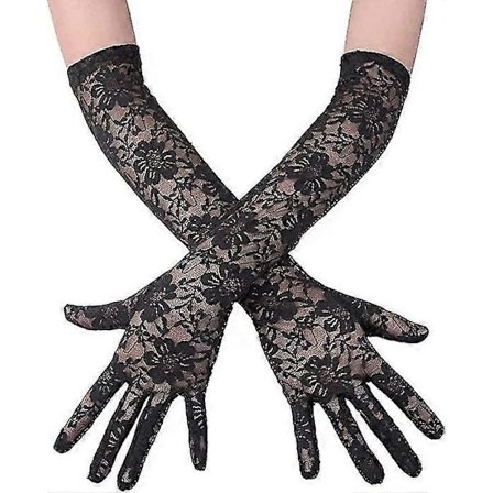 Blondehandsker Lange Handsker Punkhandsker Til Halloweenfest Kostumetilbehør Aftenfest Sort 1 Par