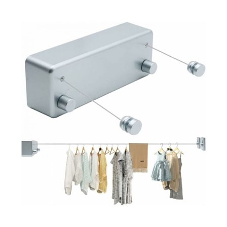 4,2 m sisäänvedettävä pyykkinaru sisä- ja ulkokäyttöön, kannettava seinämalli kylpyhuoneeseen