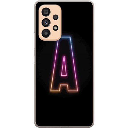 Yhteensopiva Puhelinkuori Samsung Samsung Galaxy A53 5G Minimalistinen neonkirjain A sateenkaarenvärisessä valossa mustaa taustaa vasten modernissa