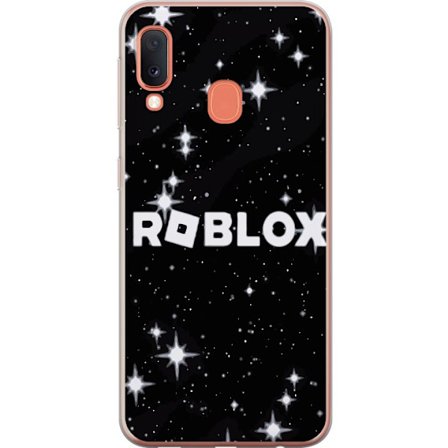 Kompatibel Mobilcover til Samsung Samsung Galaxy A20e Roblox Logo i Rummet med Stjerner