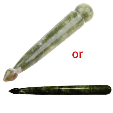 Gua Sha Skrape Massasjeverktøy Naturlig Jade Stein Akupunkturterapi Stick