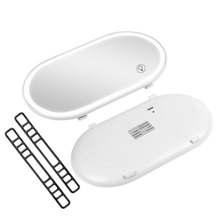 Bilsolskærmsspejl med LED-lys, touch-kontakt, HD-glas, universel solskærm, kosmetisk spejl, hvid