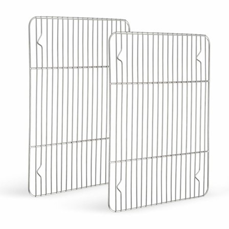 Sæt med 2 køleriste, 201 rustfrit ståltrådsgrillrist til ovn stegning bagning madlavning grillning, passer til bageplade til kage -38,7x28,3x1,5cm