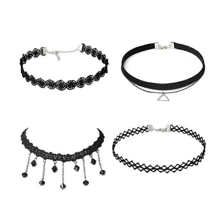 4 st Kvinnor Spets Choker Halsband med Förlängningskedja