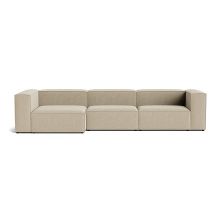 Nordic Mørk Beige Lissabon chaiselong sofa, venstrevendt, kvalitetsstof | 360x130x72cm - Holdbar sofa med mange lag skum & ramme af krydsfiner