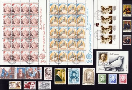 Berømte personer - Frimærkepakke - Stemplet