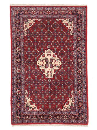 Bidjar Matta 140X220 Mörkröd/Svart Ull, Persien