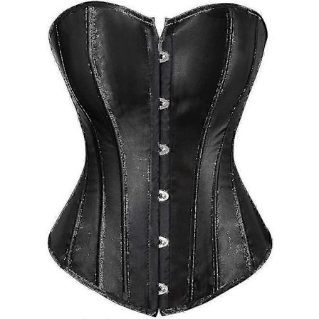 Korsetttopp för damer, sexiga underklädesset, svart satäng, midjeformare