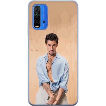 Kompatibel Mobilcover til Xiaomi Redmi Note 9 4G Bad Bunny Super Bowl-inspireret grafik med NFL-trofæ og San Francisco-bro i sportdesign