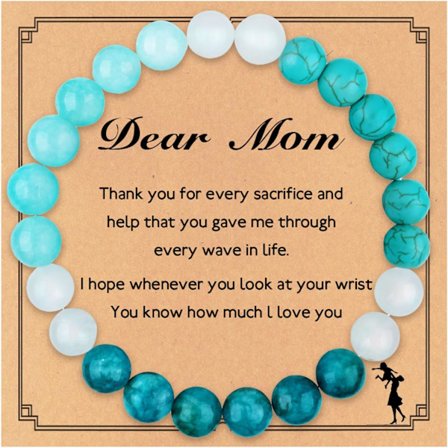 Mors dag-presenter till mamma: armband med natursten för mamma/mormor/bonusmamma, handgjort pärlarmband, julklappar till kvinnor (för