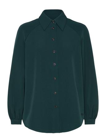 Crepe Peasant Sleeve Overshirt Green Scotch & Soda