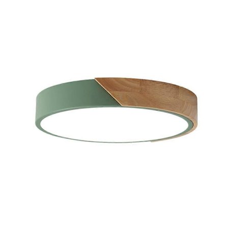Rund Dæmpbar LED Loftlampe Planmonteret, Grøn, 12 tommer