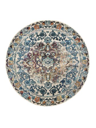 Cheverny Ø 200 Blu/Bianco Crema Medallion Rotondo Tappeto