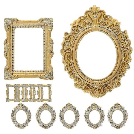 12 stk. Små Fotorammer i Resin, Rustikk Preget Stil, Veggmontert Liten Bilderamme, Mini Dekorativ Fotoramme