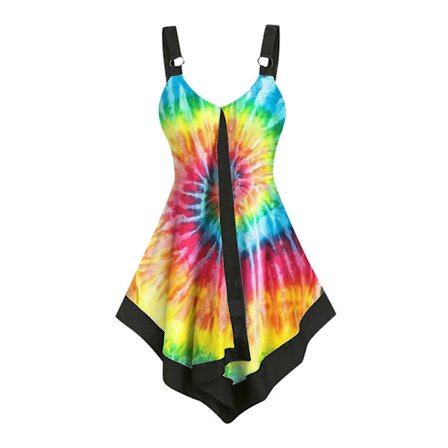 Vårens skjørt for kvinner 2023 Kvinnelig mote Tie-dye tanktopper Damer Sexy Cami Swing Vest Skjørt Clubwear