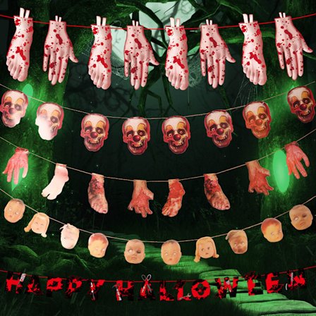 Halloween dekoration, 5 st Halloween dekoration papper drag flagga köpcentrum bar KTV