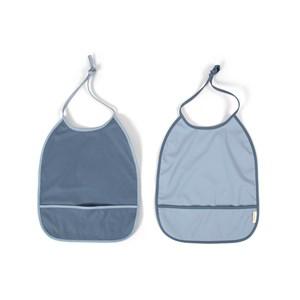 Filibabba 2-Pack Muddly Blue/Powder Blue Bibs One Size - Baby feeding - One size - Blue