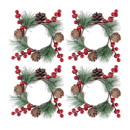 4 stk. Ornament Krans Kongle Lysestake Liten Lyskrans Lysringer Kranser Blader Lyskrans Lysringer Pilarer