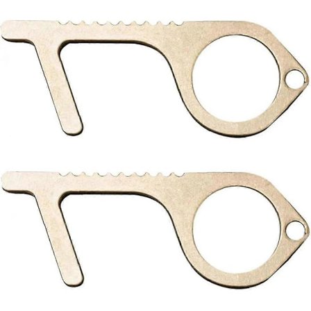 Kannettava puristushissi hygieniatyökalu messinki antimikrobinen kosketusvapaa ovenkahva ovenavaaja avaimenperä ovenavaaja 1 kpl