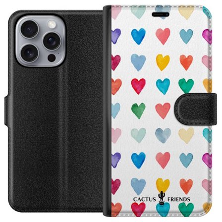 Yhteensopiva Lompakkokotelo Apple Apple iPhone 16 Pro Max Cactus and Friends - Watercolor Love Grid