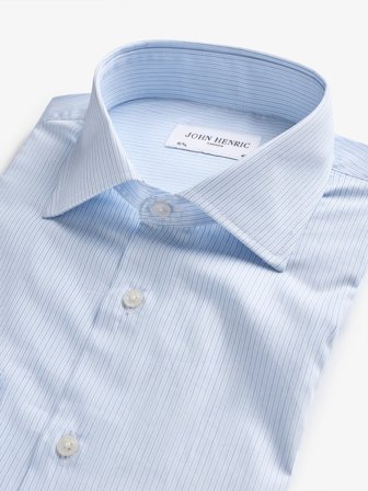 John Henric Men's Weiß-Blau Gestreiftes Hemd Slim Fit Size 37