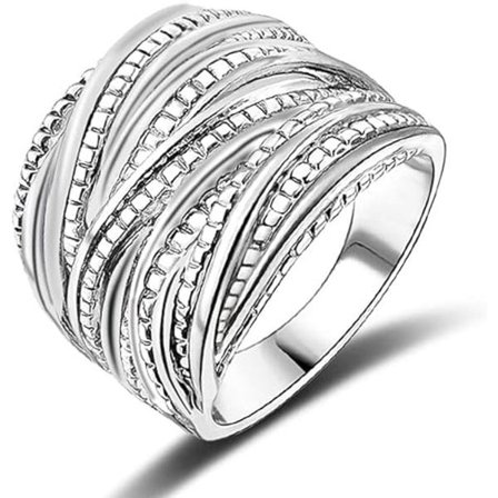 2-tonig flätad crossover-statement ring, trendig chunky band-ringar för kvinnor och män, pläterade breda pekfinger-ringar, kostymsmycken