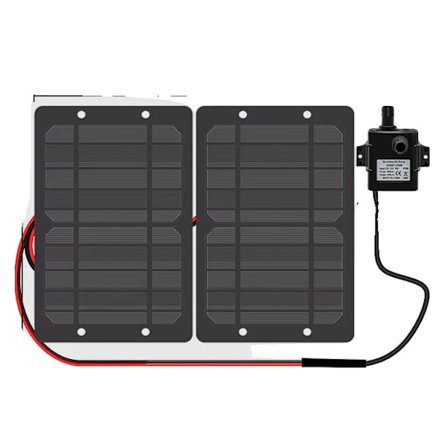 Solcellsdriven vattenpump, borstlös motor, 12V drift, Två Solpaneler med Pump