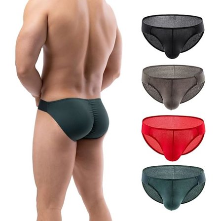 2025 Seneste Model Herre Bikini Briefs Bløde Åndbare Bulge Pouch Undertøj Micro Mesh Trusser Scrunch Butt Underbukser 4 Pak Assorteret C M