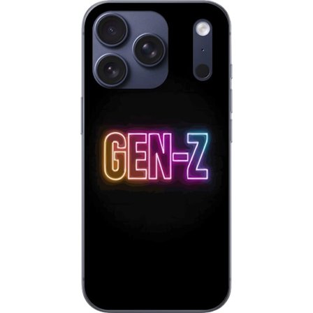 Yhteensopiva Puhelinkuori Apple Apple iPhone 17 Pro Neontext Gen Z värikkäässä valossa tummaa taustaa vasten modernissa digitaalisessa tyyliissä