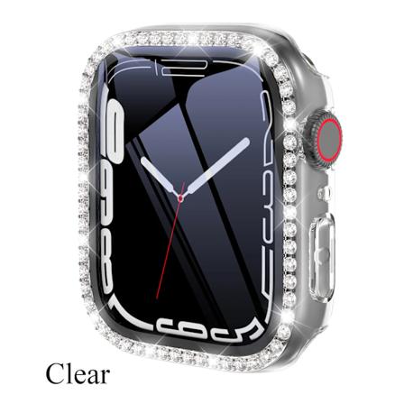 Diamond Glass+ Cover til Apple Watch Case 45mm 41mm 40mm 44mm 42mm 38mm Bling Bumper+ Skærmbeskytter iwatch Serie 9 8 7 3 6 SE Clea Clear Series 654 