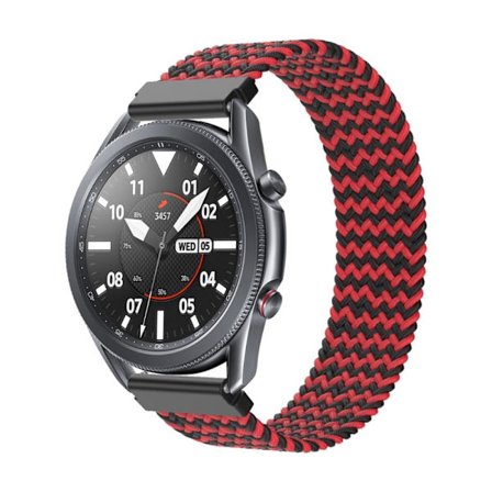 Elastiskt klockarmband i nylon för Samsung Galaxy Watch 4 - W-Formad Svart / Röd Storlek: S