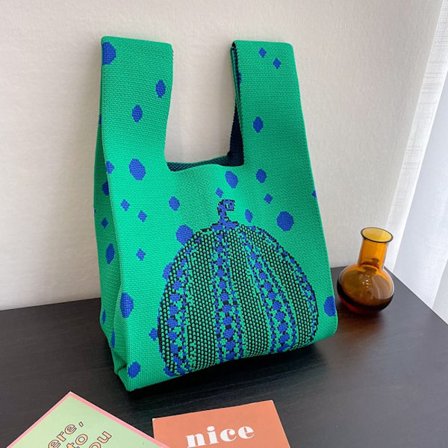 Knit Handbag Knot rannelaukku VIHREÄ