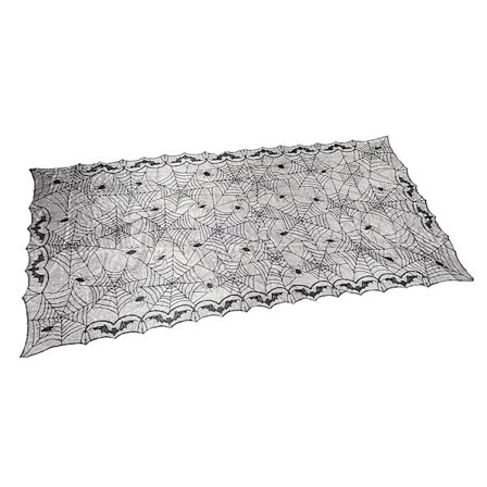 Halloween Mörka Spindlar Halloween Spets Dekoration Bordsduk Bordslöpare Svart Spindelduk