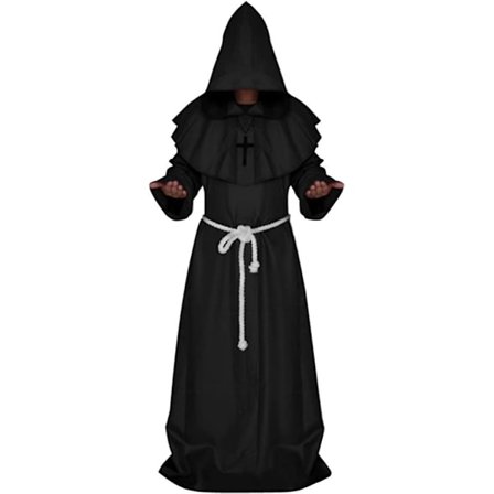 Herrebrødre middelalder hette Munk Prestekjole Tunika Halloween Cosplay Kostyme L Z