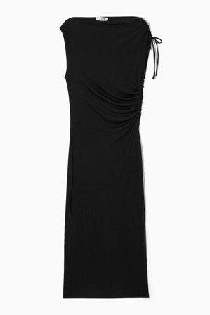 COS Women's Asymmetric Off The Shoulder Wrap Dress in Black