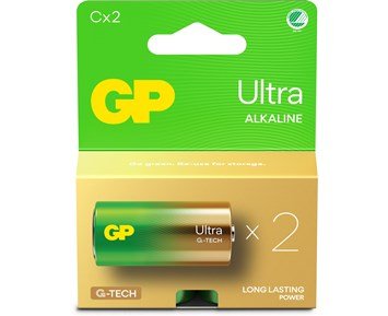 GP-GP Ultra Alkaline C 2-p Svanenmärkt-2-pk Ultra Alkaline C-batteri (14AUP/LR14)-Power-Alkaliske batterier