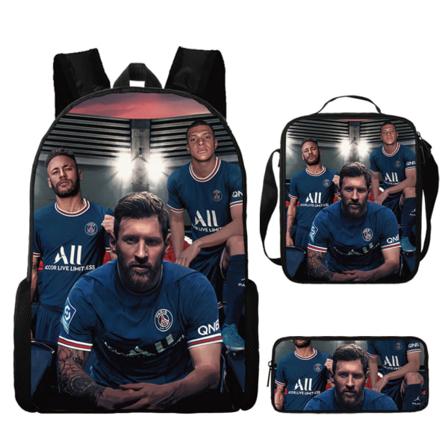 3-osainen set Messi ja Ronaldo -reppua, opiskelija jalkapallokassi, 3D- printed printed reppu style 10