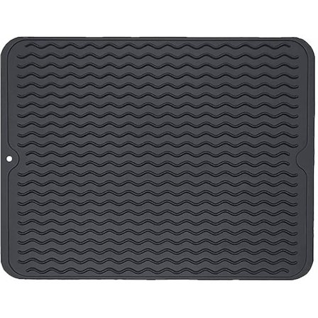 Suuri silikoninen astiankuivausalusta, astiankuivausalusta, pannunalunen, lämmönkestävä keittiötarvike, 4540 cm (musta)