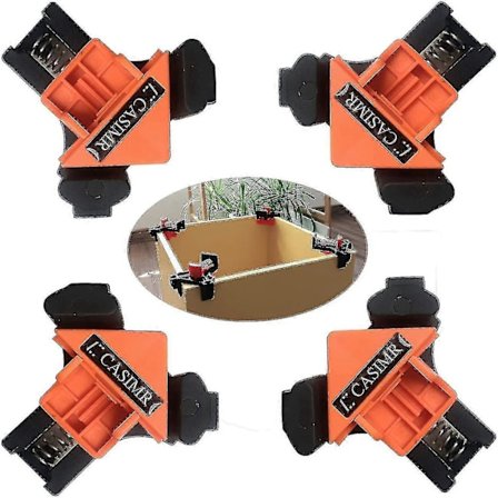 90 Graders Hjørneklemme, 4 stk Justerbare Enhånds Fjærbelastede Rettvinkelklemmer, Svingende Trebearbeidingsklemmeverktøy