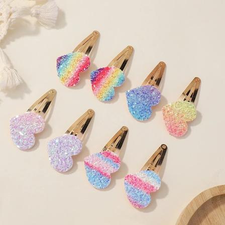 Pieces Fashion Glitter Regnbue Blomst Kanin BB Håndlavede Hårnåle til Søde Piger Hårklemmer Pandebånd Hovedbeklædning Hårtilbehør JIT0069-1