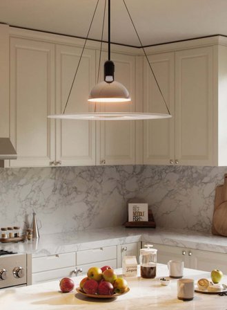 Frisbi taklampe Ø60- frostet/krom