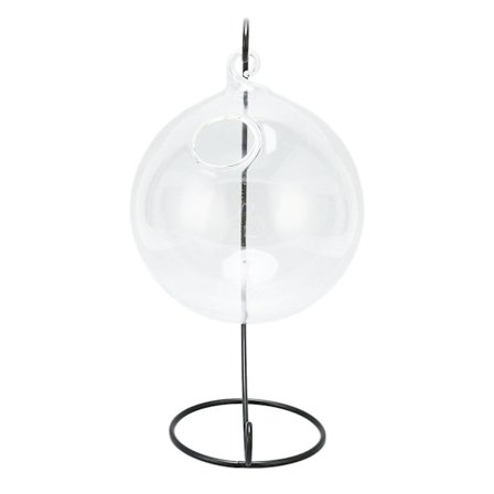 Hængende Glas Akvarium Transparent Desktop Hængende Glas Fiskeskål Med Stativ Til Kontor Hjem Dekoration